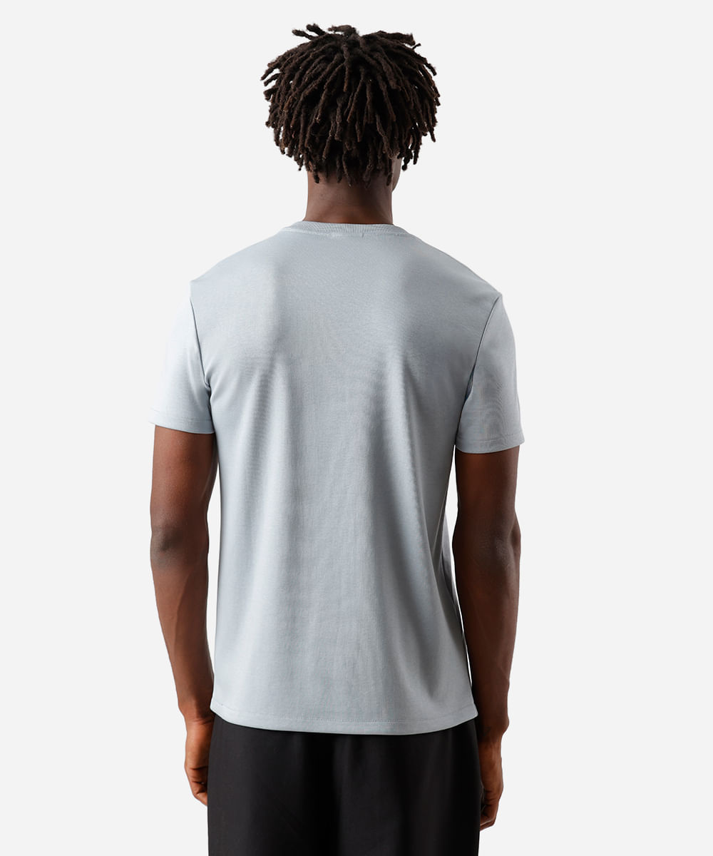 camiseta masculina de algodão peruano slim fit azul