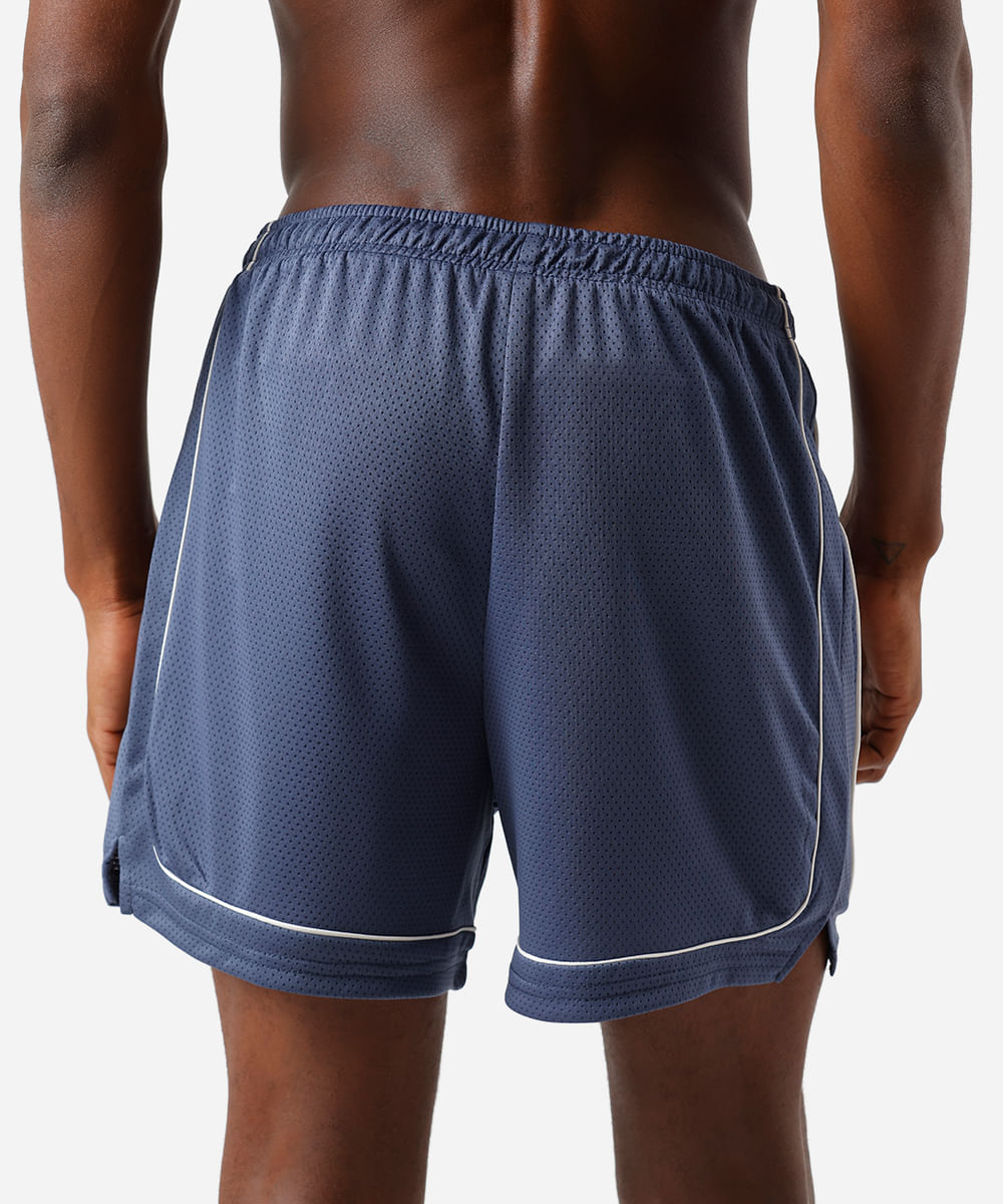 short masculino esportivo com nervuras texturizado azul