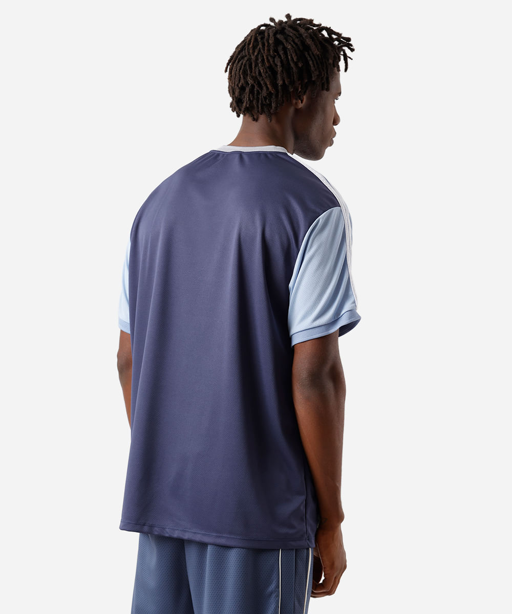 camiseta raglan masculina futebol esportiva estampada azul