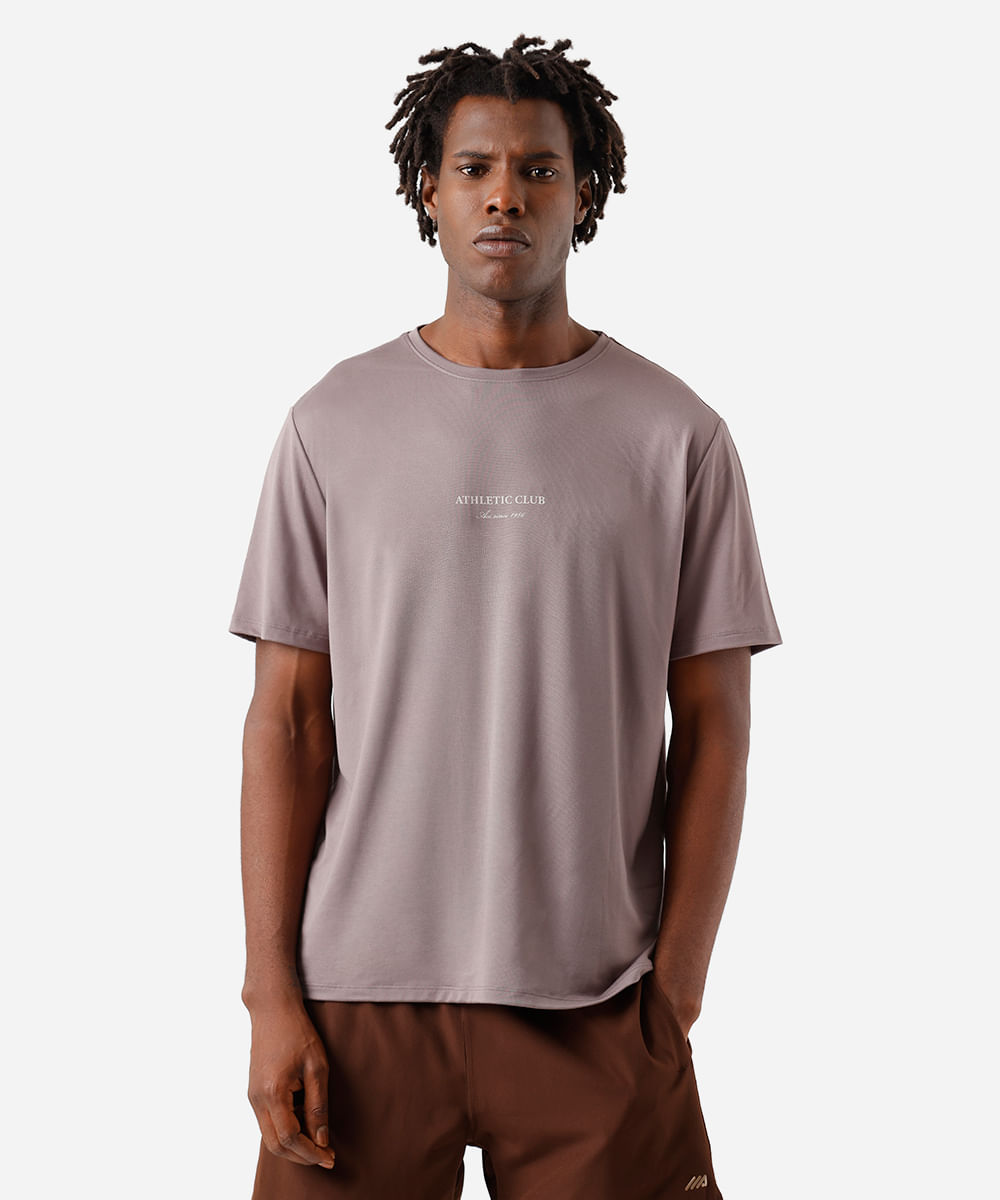 camiseta masculina estampada marrom