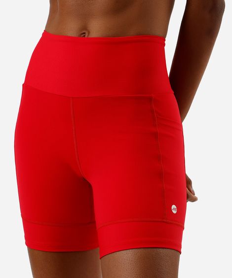 bermuda feminina esportiva com bolsos vermelha