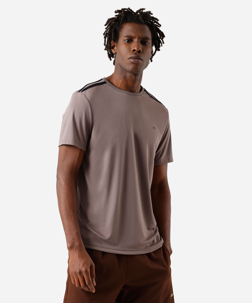 camiseta masculina com listras ace marrom
