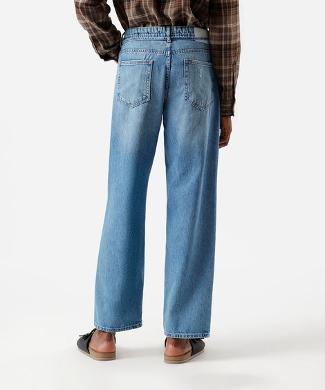 calça baggy masculina jeans com cinto azul