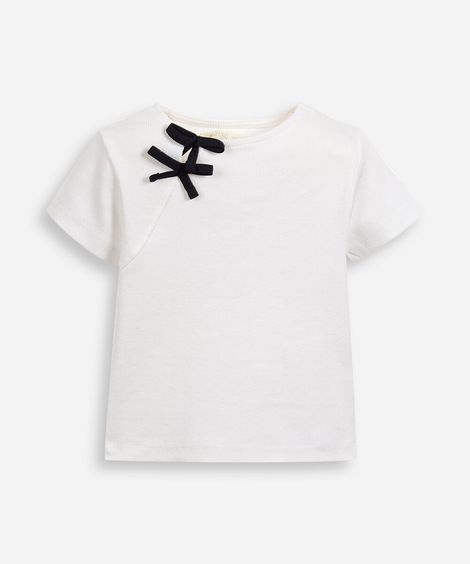 blusa infantil com detalhe de lacinhos no ombro off white