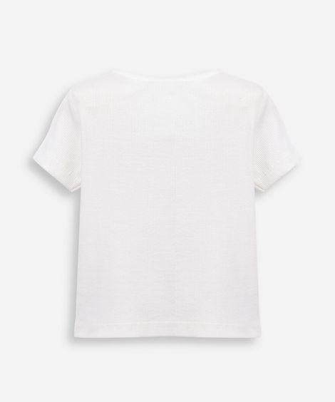 blusa infantil com detalhe de lacinhos no ombro off white