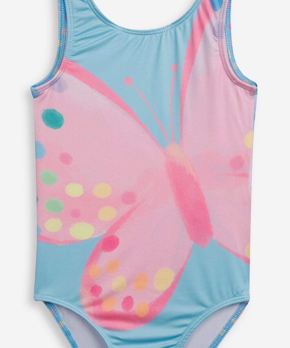 maiô infantil borboleta com asa azul