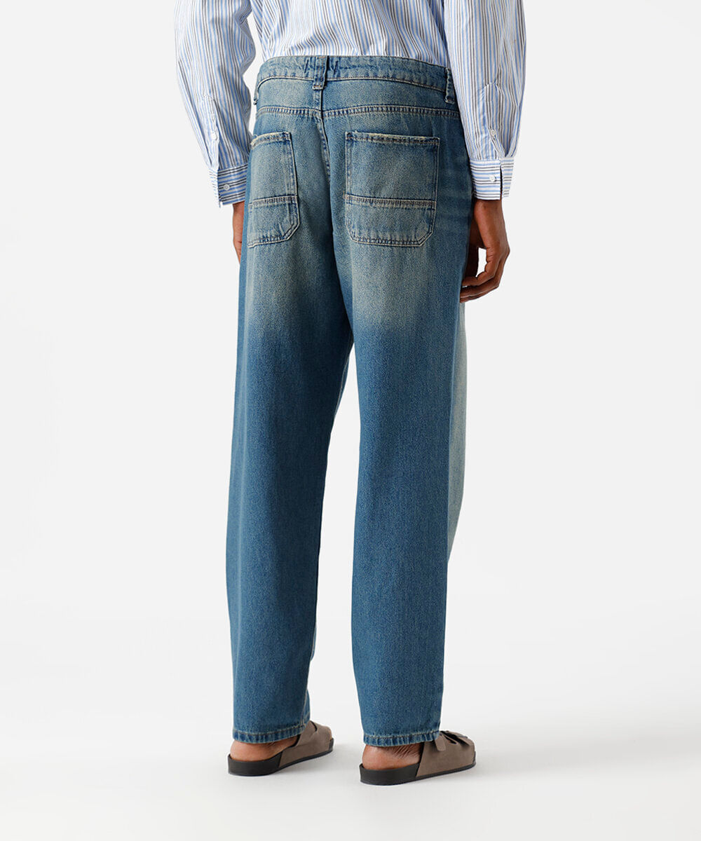 calça baggy masculina jeans dirty azul
