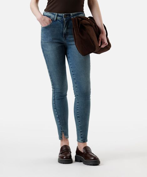 calça feminina jeans new skinny cintura alta azul