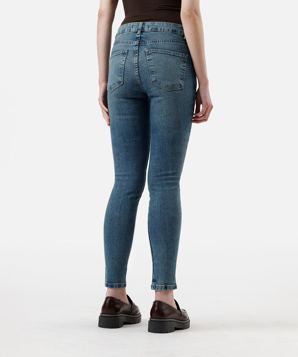 calça feminina jeans new skinny cintura alta azul