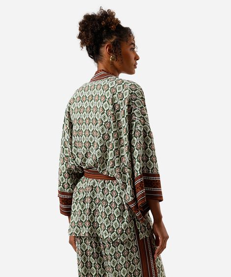 kimono feminino de viscose étnico verde