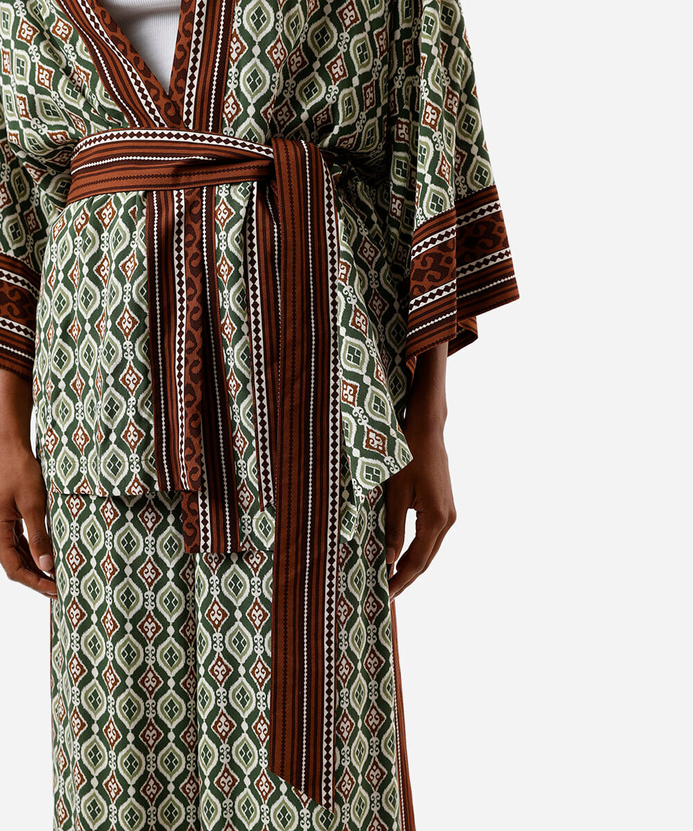 kimono feminino de viscose étnico verde
