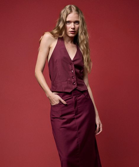 colete feminino frente única mindset vinho