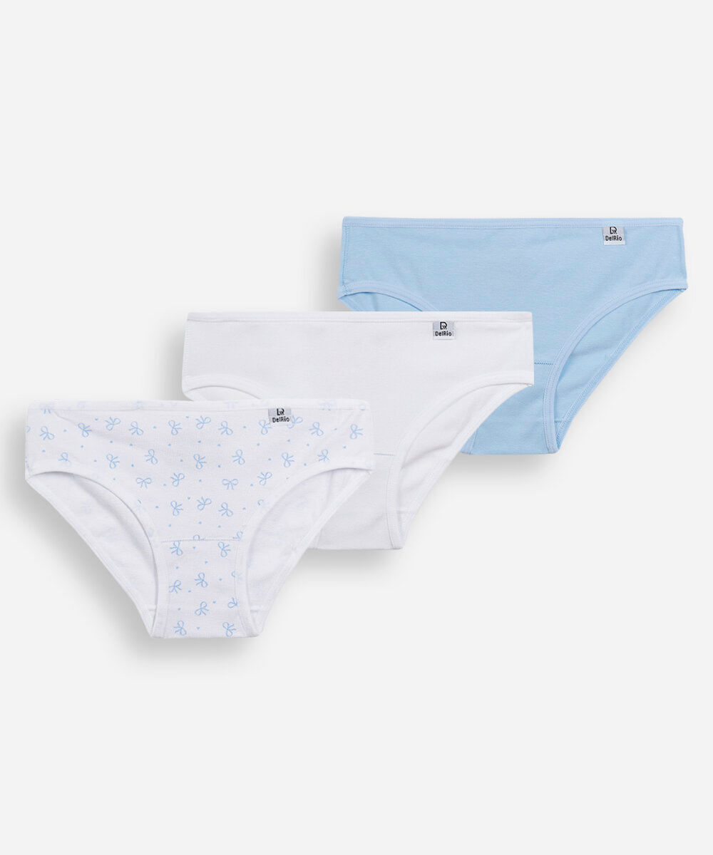 kit de 3 calcinhas infantis de algodão delrio colorido