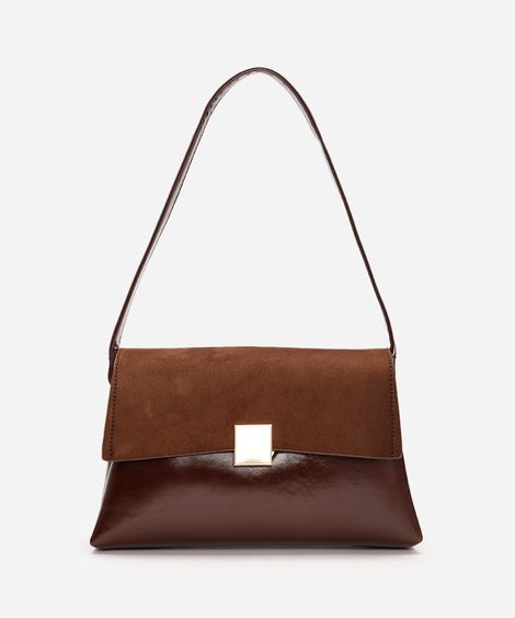bolsa shoulder estruturada texturizada marrom