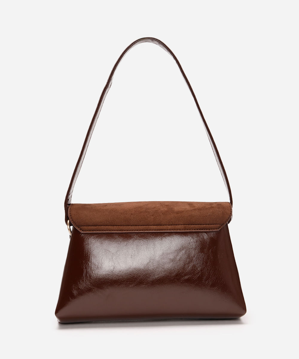 bolsa shoulder estruturada texturizada marrom