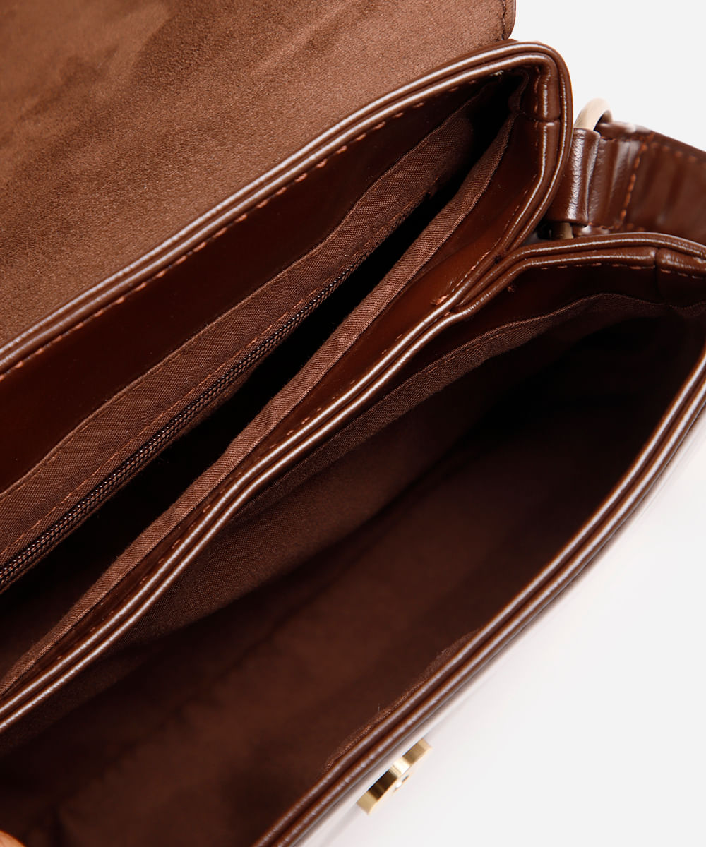 bolsa shoulder estruturada texturizada marrom