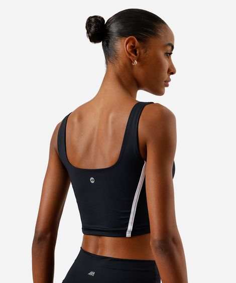top feminino esportivo bicolor preto