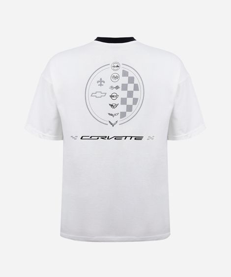 camiseta juvenil de algodão gola v chevrolet off white