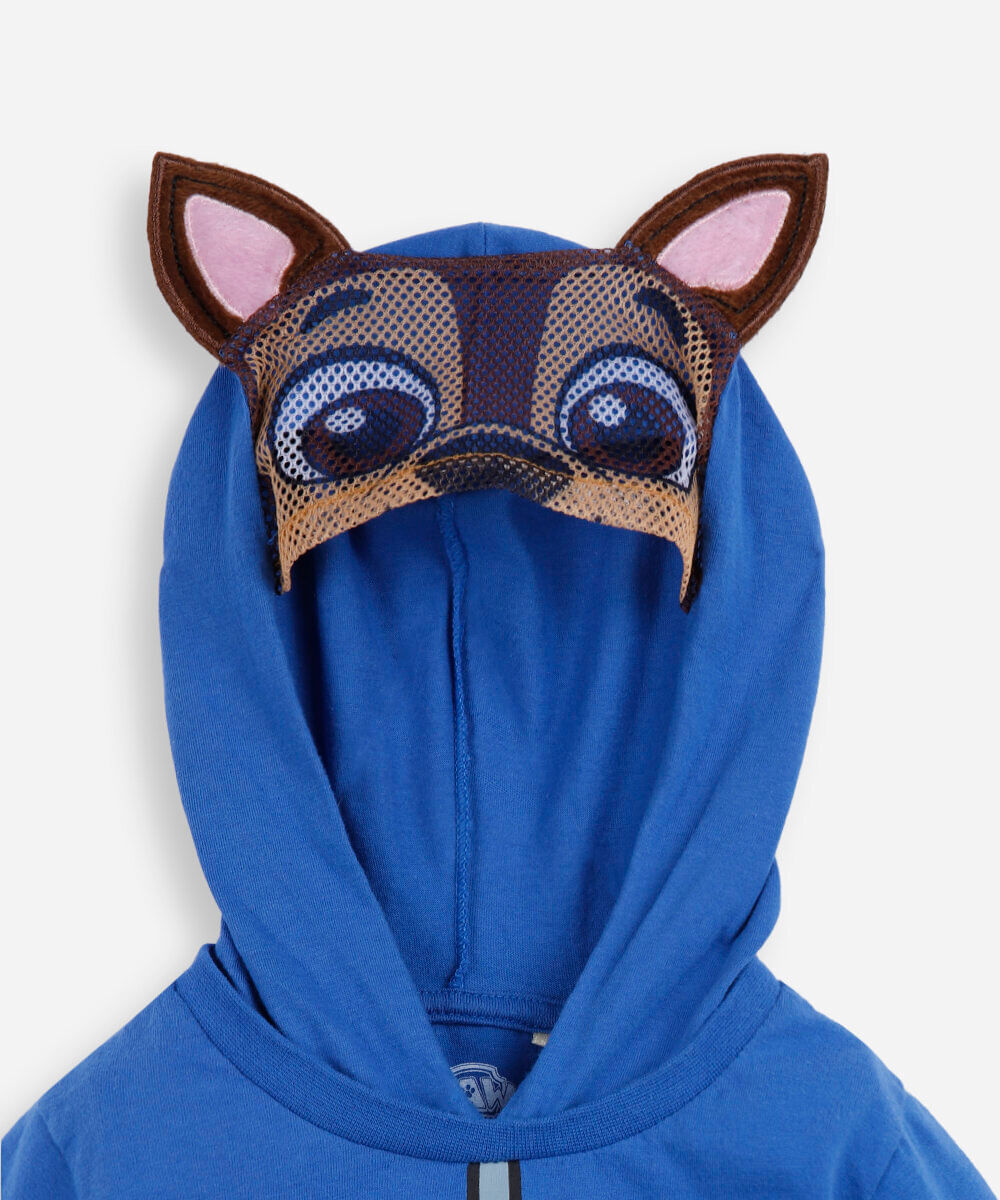 conjunto curto infantil de algodão com capuz patrulha canina azul