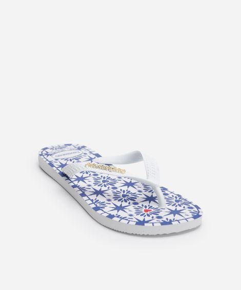 chinelo havaianas ginga estampado branco