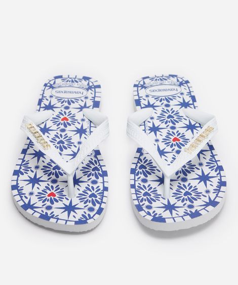 chinelo havaianas ginga estampado branco