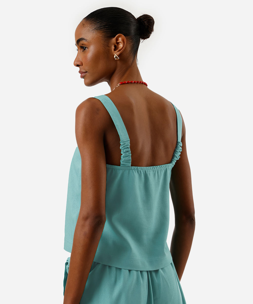 blusa cropped feminina com linho verde