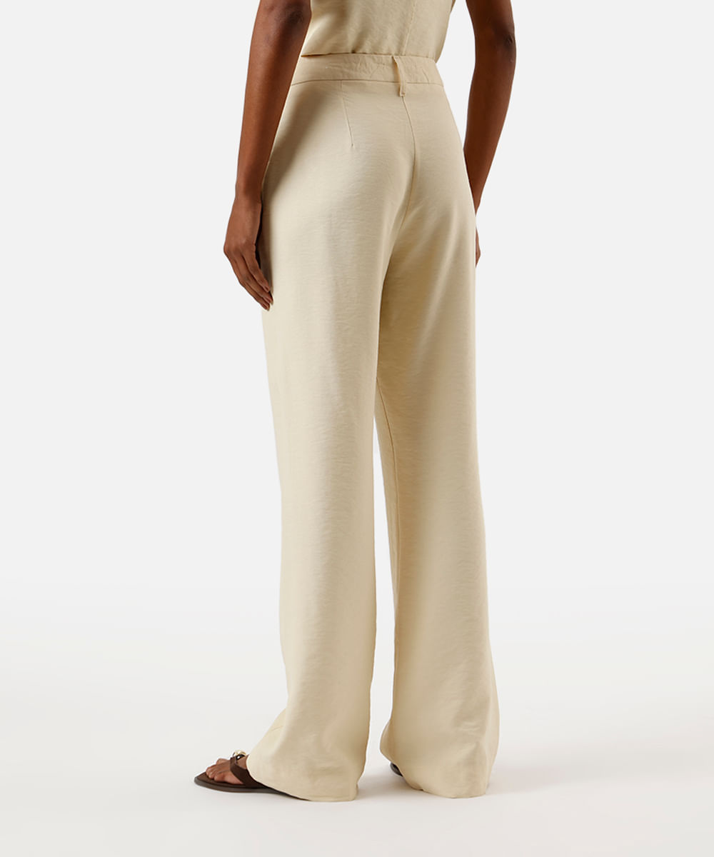 calça flare feminina de alfaiataria em viscose  amarela