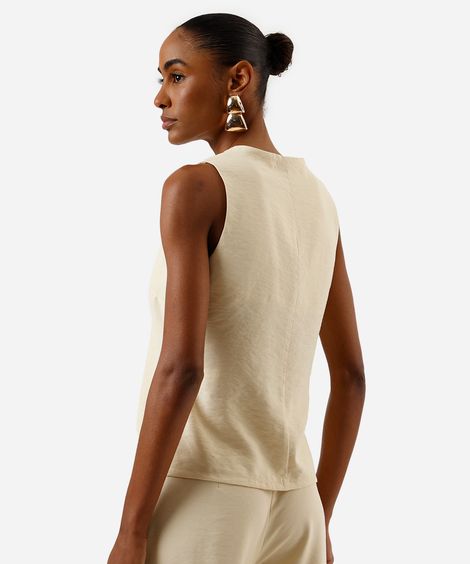 colete alongado feminino de viscose texturizado amarelo