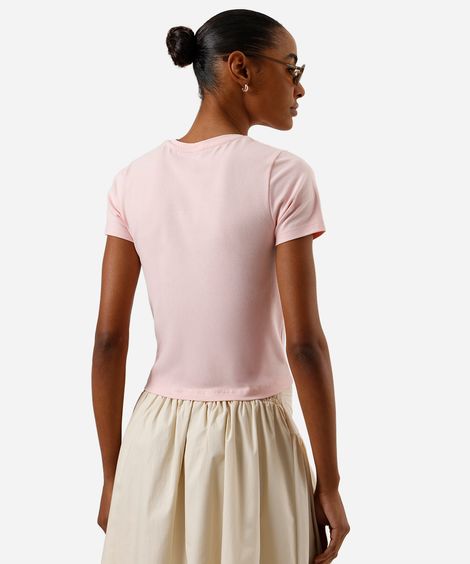 blusa baby look feminina de algodão hello kitty rosa