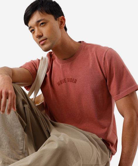 camiseta masculina de algodão wave rider estonada vermelha