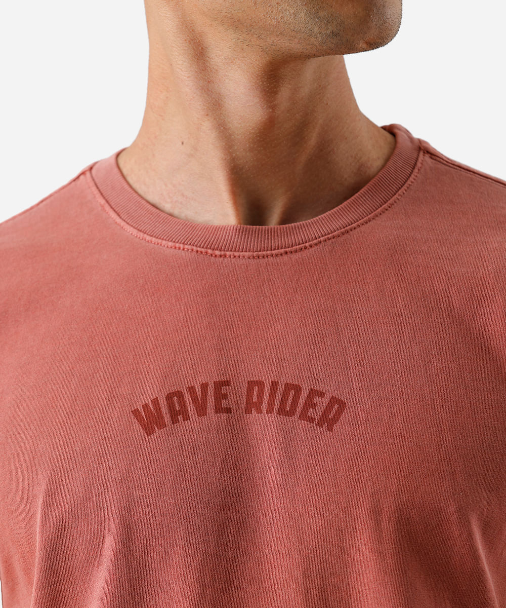 camiseta masculina de algodão wave rider estonada vermelha
