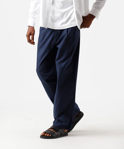 calça baggy masculina com linho e pregas azul