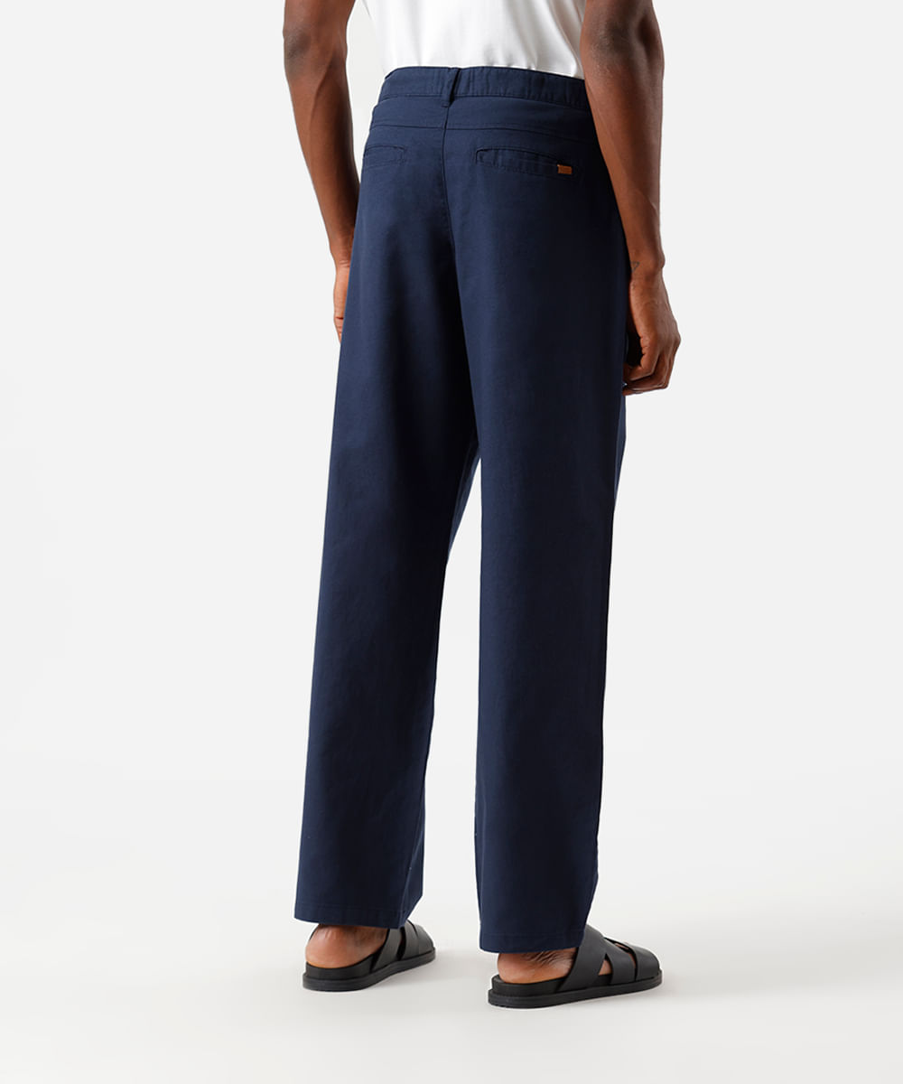 calça baggy masculina com linho e pregas azul