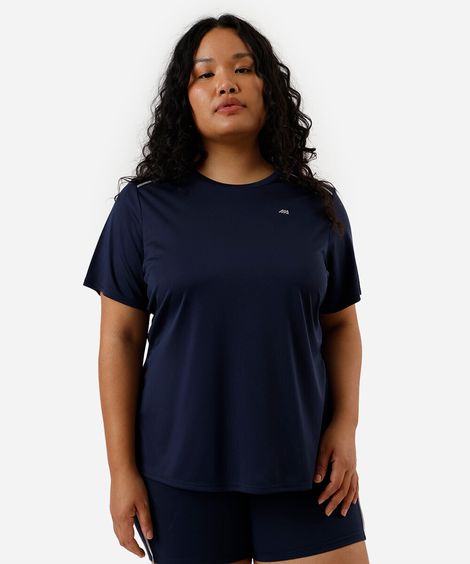 camiseta feminina esportiva ace com refletivos plus size azul