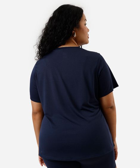 camiseta feminina esportiva ace com refletivos plus size azul
