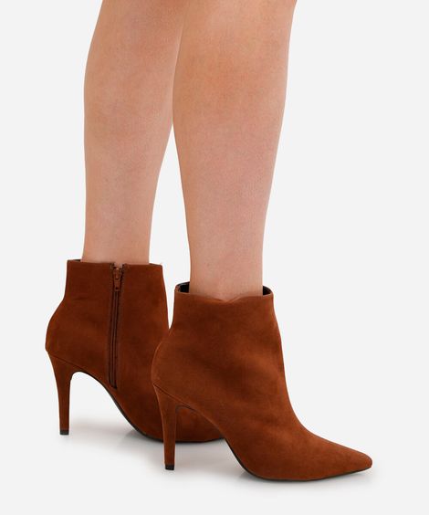 bota cano médio bico fino salto fino oneself marrom