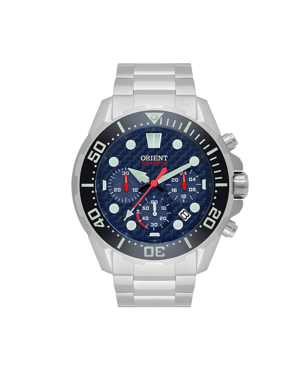 relógio masculino orient cronógrafo mbssc260 d1sx prateado