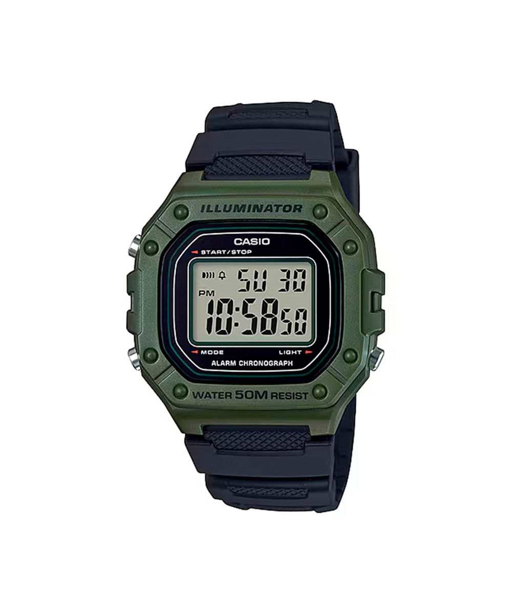 relógio masculino casio digital w 218h 3avdf verde