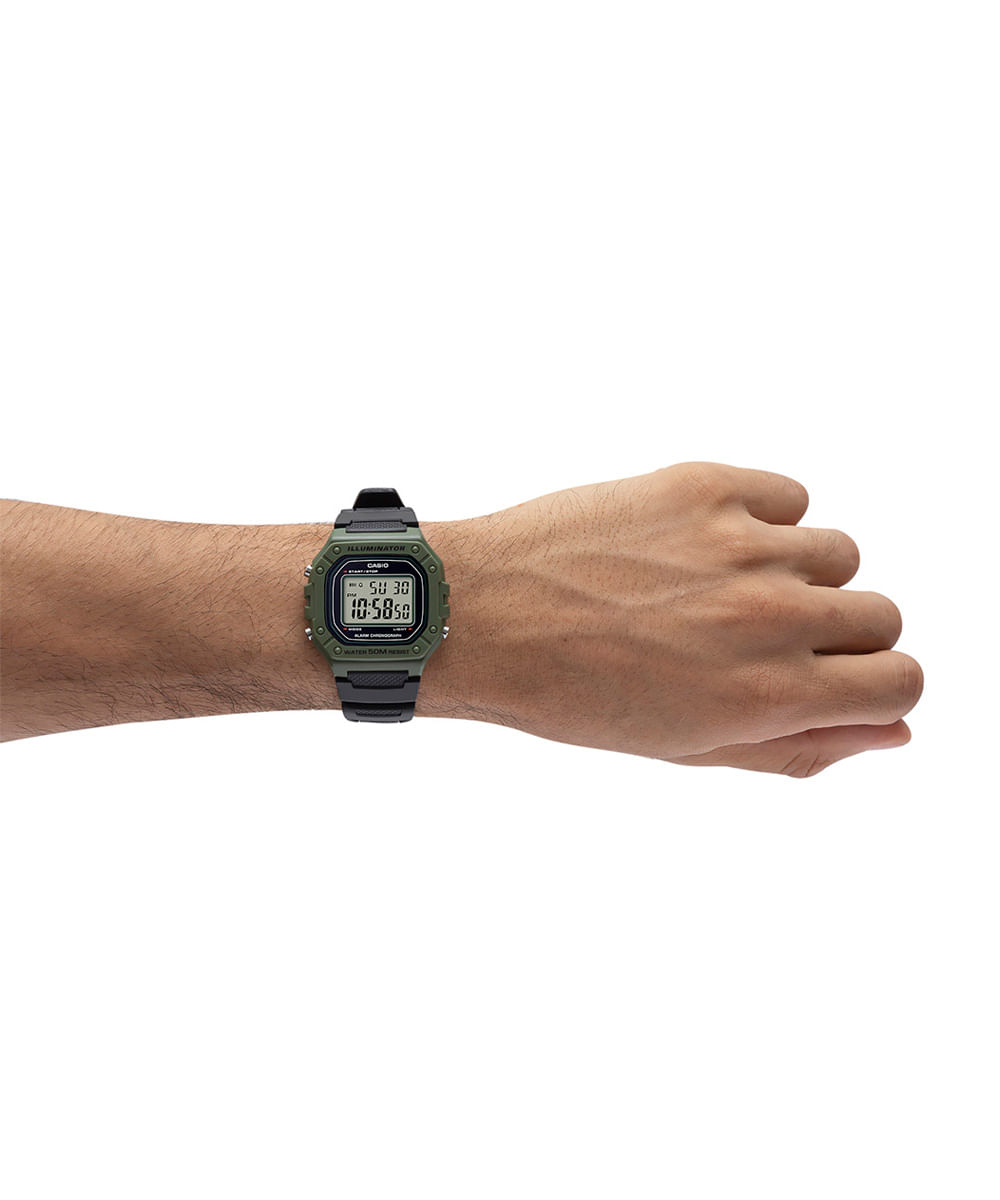 relógio masculino casio digital w 218h 3avdf verde