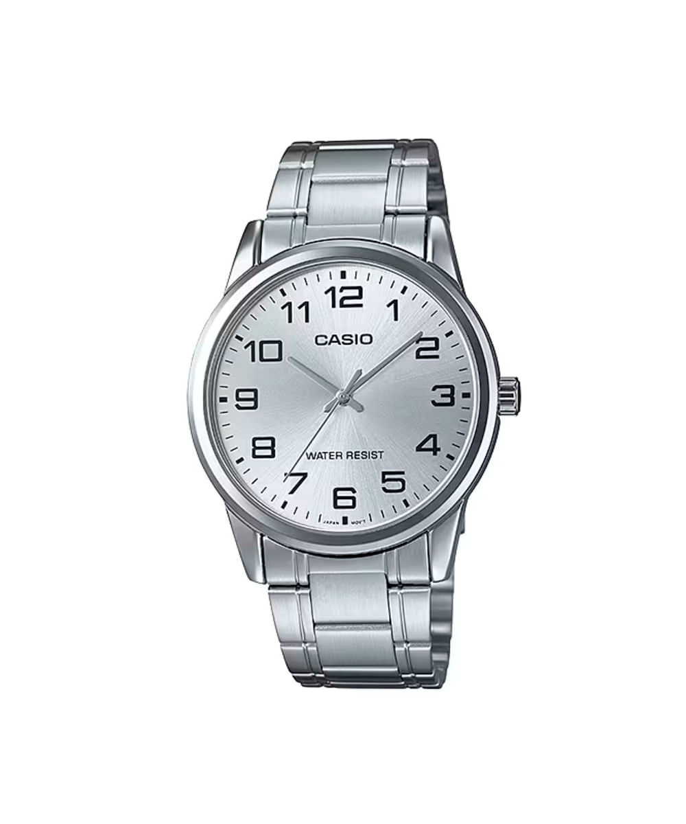 relógio masculino casio analógico mtp v001d 7budf prateado