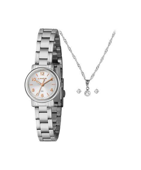 kit relógio feminino lince analógico lrmh270l25 kacfs2sx prateado