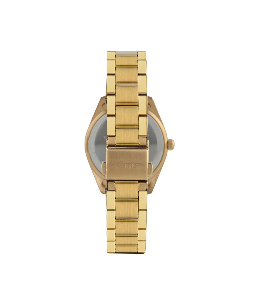 relógio feminino orient analógico calendário fgss1258 c2kx dourado