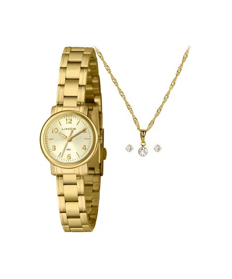 kit relógio feminino lince analógico lrgh270l25 kacec2kx dourado