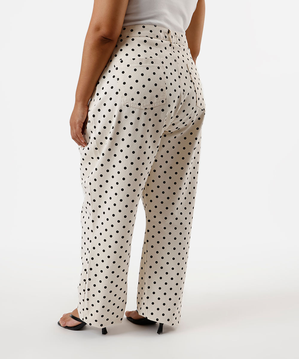 calça barrel feminina de sarja poá mindset plus size off white