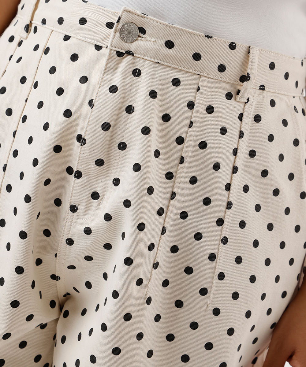 calça barrel feminina de sarja poá mindset plus size off white