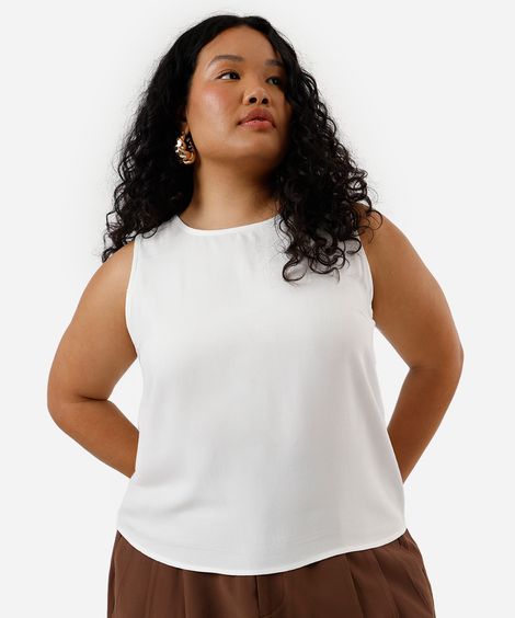 regata feminina de viscose plus size off white