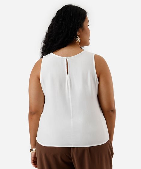 regata feminina de viscose plus size off white