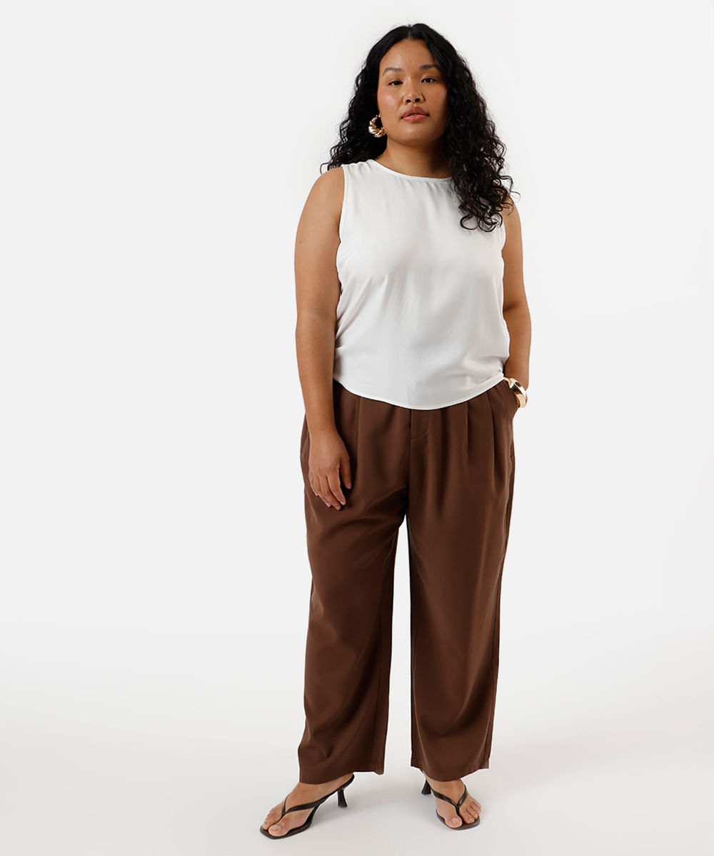 regata feminina de viscose plus size off white