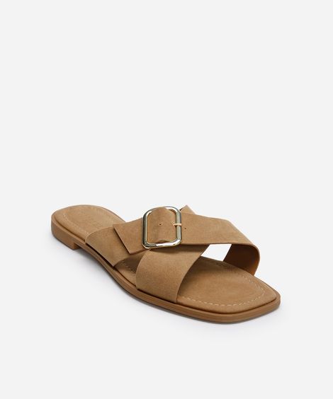 rasteirinha com fivela oneself texturizada bege