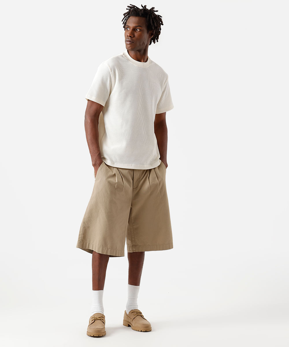 camiseta masculina manga curta texturizada off white